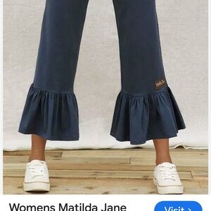 Matilda Jane Women's Blue Ruffle Wide Leg Pants